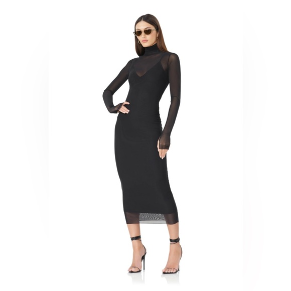 AFRM ~ Shailene Mesh Dress in Black - Picture 5 of 9